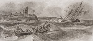 Redningsbåd roende til redning af et forlist sejlskib, graveret af Thomas Milton (1743-1827) 1820